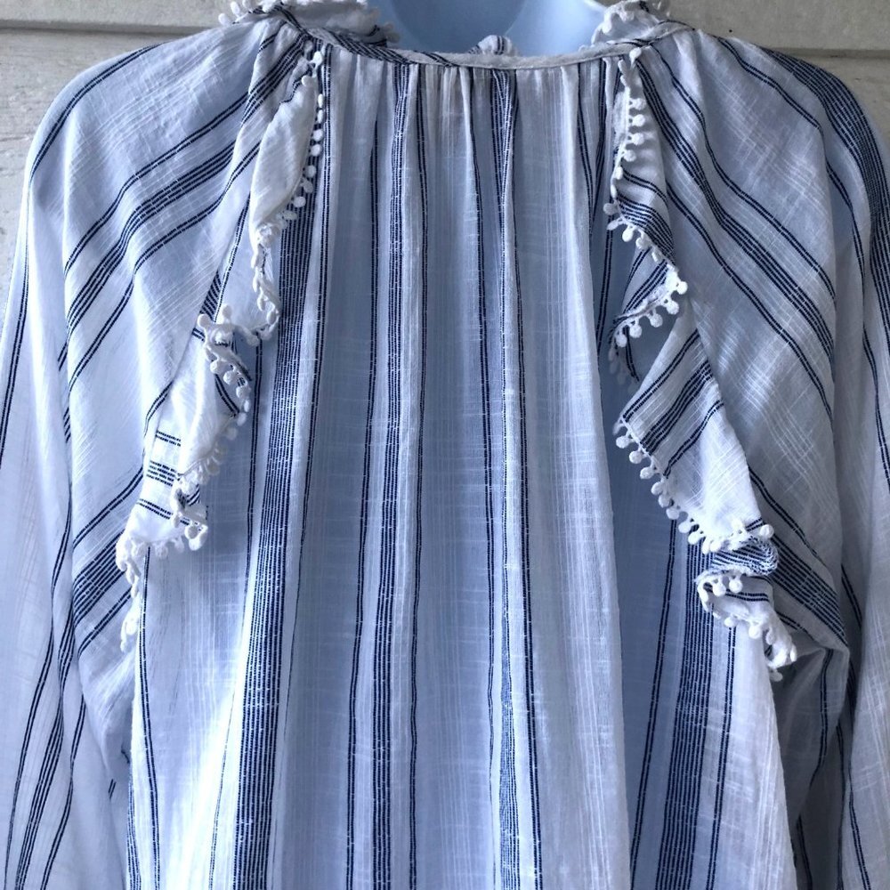 Ella Moss Size L Boho Peasant Style Rylee Lace Up Blouse - Picture 9 of 16